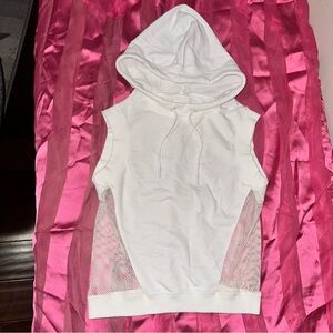 Fabletics Hoodie Sleeveless Top w/ White  Mesh Sides & Back is Completely Mesh